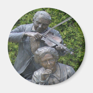 Elderly Couple Serenade Botanical Garden Magnet