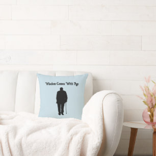 Elderly Man Walking Black Silhouette Drawing Art Cushion