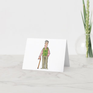 Elderly Man With A Walking Stick Thank You Card