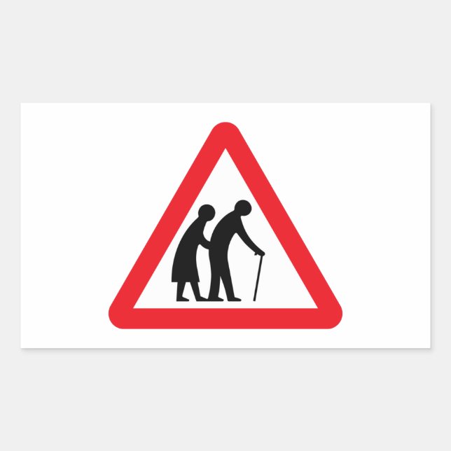 Elderly People (1), Traffic Sign, UK Rectangular Sticker (Front)