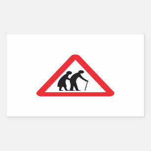 Elderly People (1), Traffic Sign, UK Rectangular Sticker