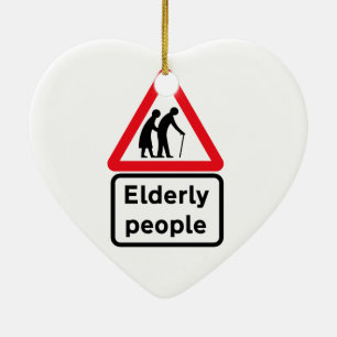 Elderly People (2), Traffic Sign, UK Ceramic Tree Decoration