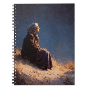 Elderly Woman Sunset Reflection Notebook