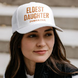 Eldest Daughter Trendy Life Of A Daughter Funny Trucker Hat<br><div class="desc">Celebrate the pride and humour of being the eldest daughter with this funny and trendy design! Perfect for daughters who embrace their unique role in the family, this design combines witty humour, stylish vibes, and a touch of sass. Whether you’re shopping for yourself or looking for a funny daughter gift,...</div>