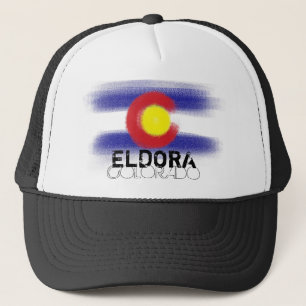 Eldora Colorado state flag art hat