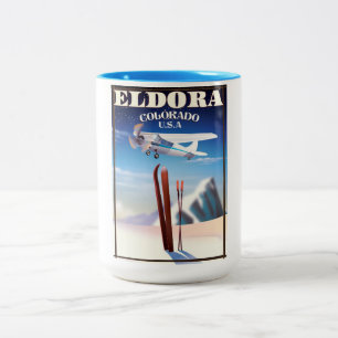Eldora Colorado travel poster. Two-Tone Coffee Mug