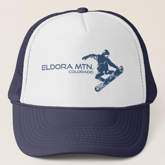 Eldora Mountain Colorado Snowboarder Trucker Hat (Front)