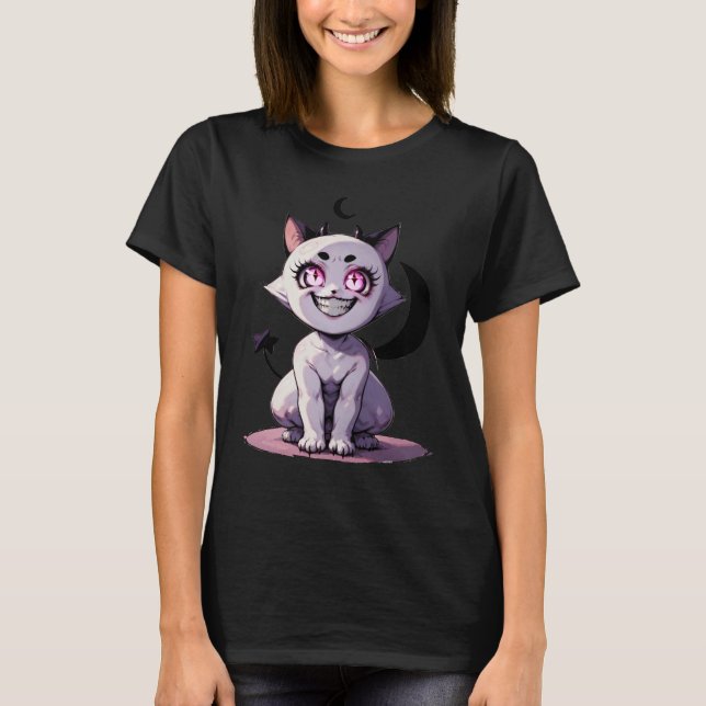 Eldritch Horror Cute Kitten Demon Art T-Shirt (Front)