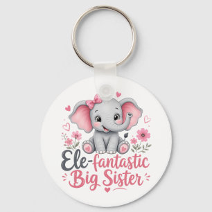 Ele-fantastic Big Sister Cute Elephant Design Key Ring