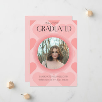 Eleagant pink hearts Graduation Announcement