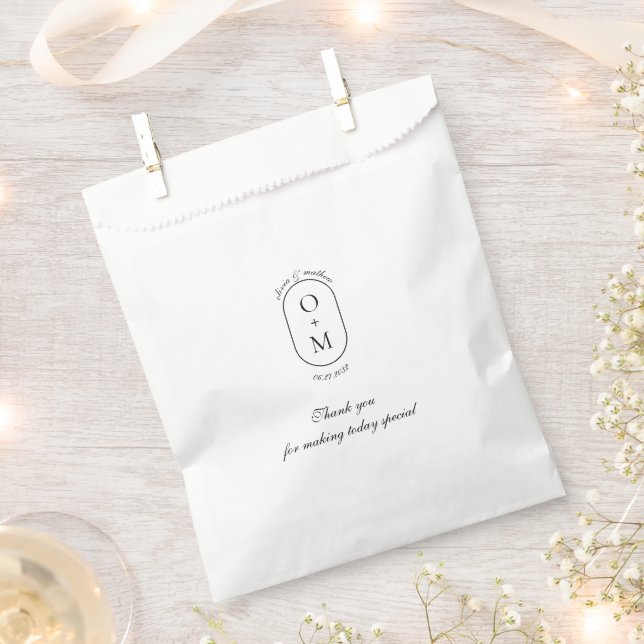 Eleagant Traditional Script Thank You Wedding Favour Bag (Clipped)