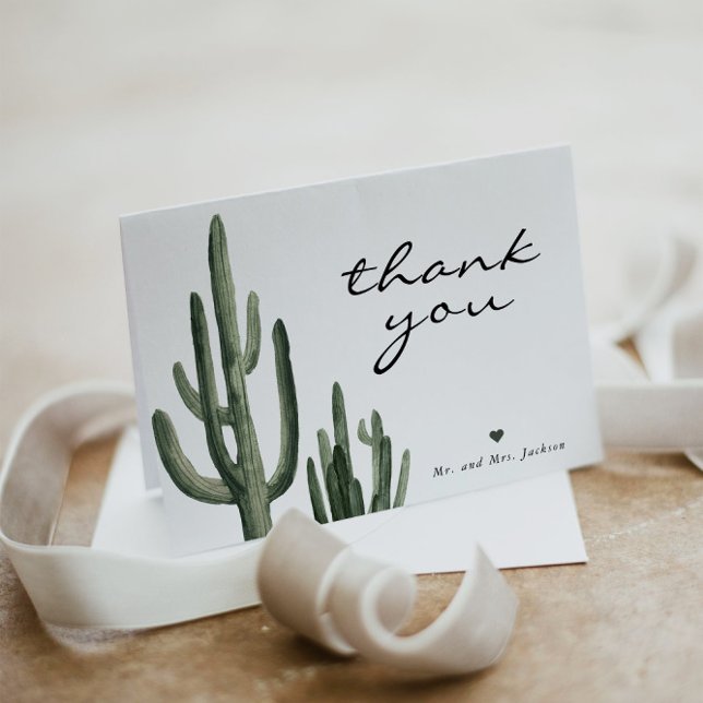 Eleanor - Minimal Bohemian Cactus Thank You Card (Creator Uploaded)