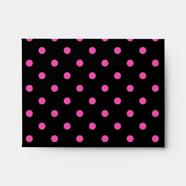 Eleant pink polka dots black envelops. envelopes (Front)