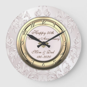 Eleant Swirls 50th Wedding Anniversary Large Clock