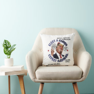 Elect a Clown Expect a Circus: Defaced Anti-Trump Cushion