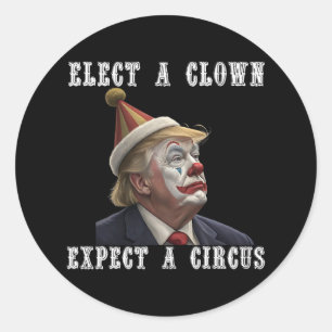 Elect A Clown Expect A Circus Funny Anti Trump Classic Round Sticker