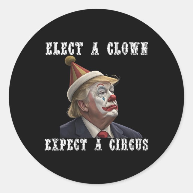 Elect A Clown Expect A Circus Funny Anti Trump  Classic Round Sticker (Front)