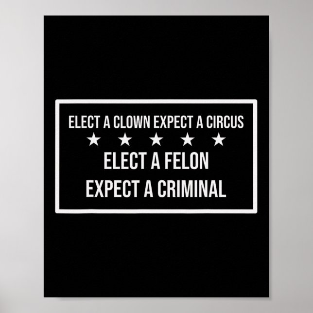 Elect A Felon Expect A Criminal Elect Clown Expect Poster (Front)