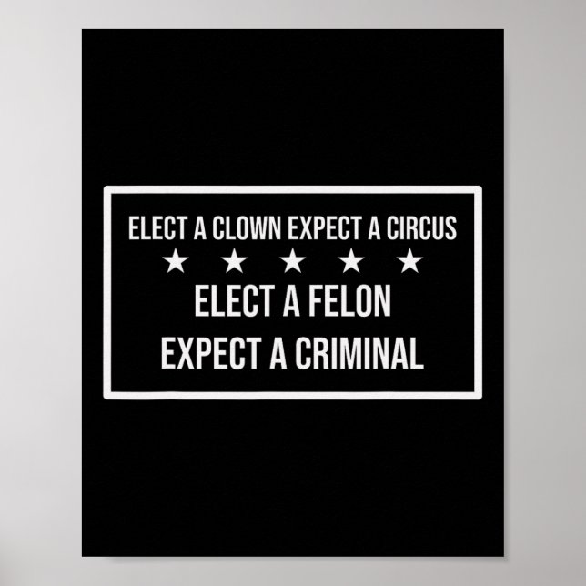 Elect A Felon Expect A Criminal Elect Clown Expect Poster (Front)