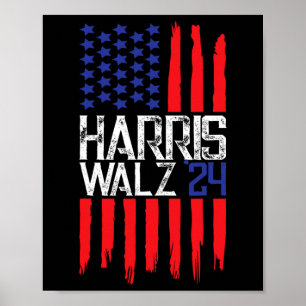 Elect Kamala Harris &amp; Tim Walz 2024 American F Poster