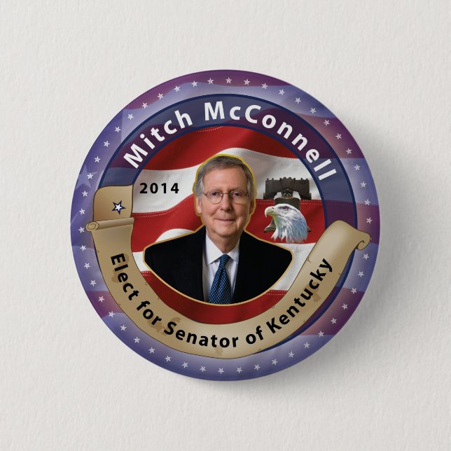 Elect Mitch McConnell for Senator of Kentucky 6 Cm Round Badge (Front)