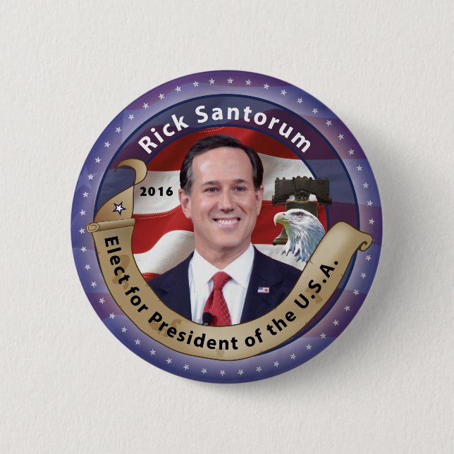 Elect Rick Santorum for President - 2016 6 Cm Round Badge (Front)