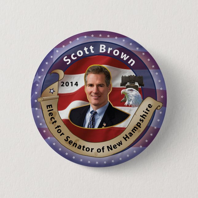 Elect Scott Brown for Senator of New Hampshire 6 Cm Round Badge (Front)