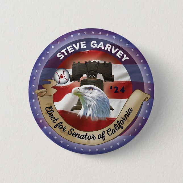 Elect Steve Garvey for Senator of California 6 Cm Round Badge (Front)