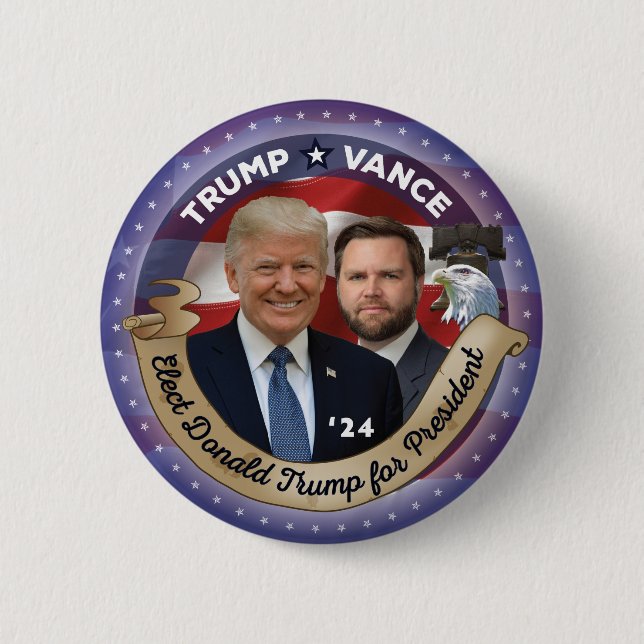 Elect Trump and Vance in 2024 6 Cm Round Badge (Front)