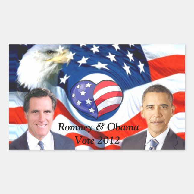 Election 2012,Romney & Obama_ Rectangular Sticker (Front)