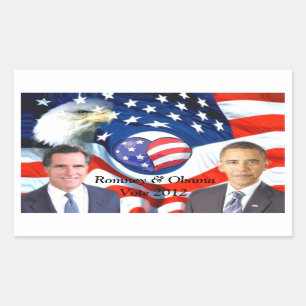Election 2012,Romney & Obama_ Rectangular Sticker
