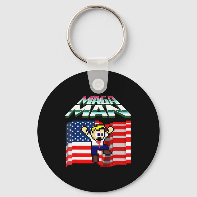 Election 2024 American Flag Mega Man Funny Preside Key Ring (Front)