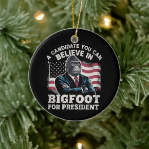 Election 2024 Funny Vote Sasquatch USA Ceramic Ornament