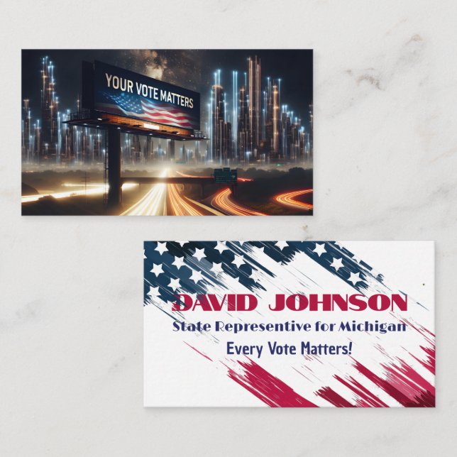 Election Billboard With Big City Background Business Card (Front/Back)