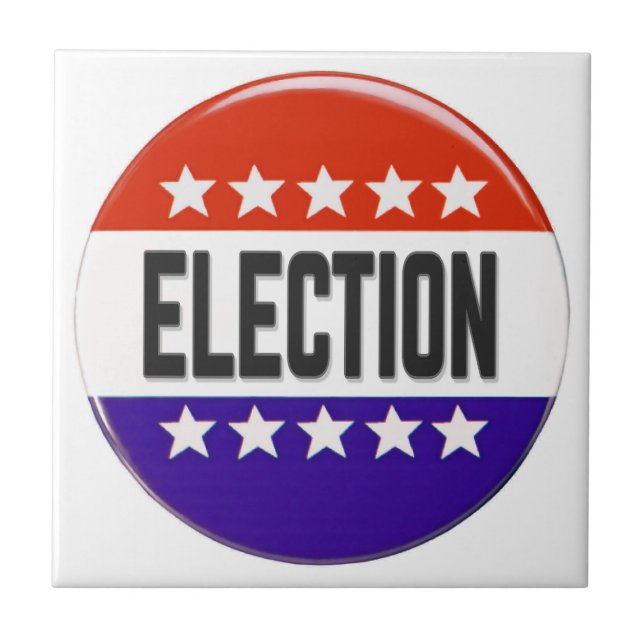 Election Button Ceramic Tile (Front)