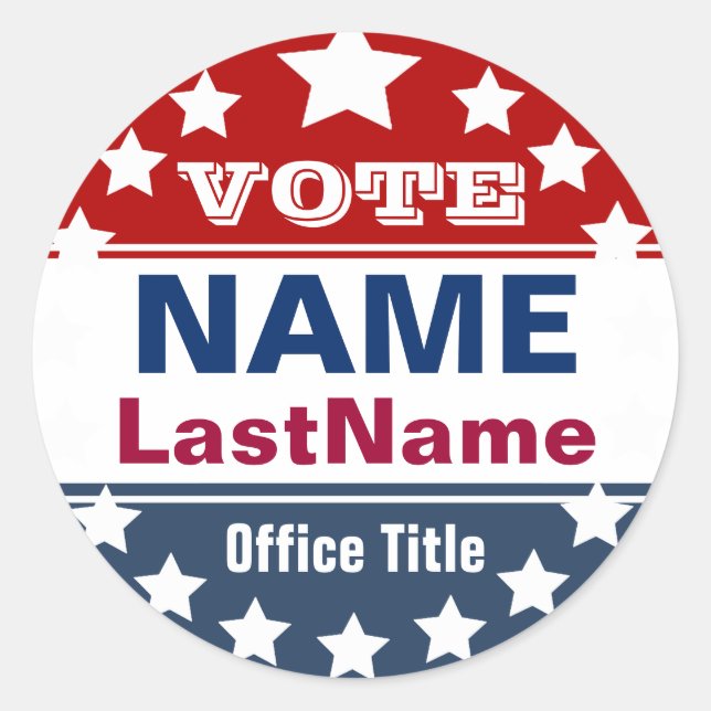 Election Campaign Classic Round Sticker (Front)