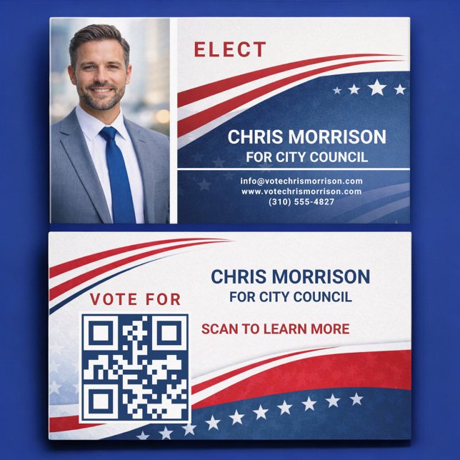 Election Campaign Photo QR Code Business Card (Creator Uploaded)