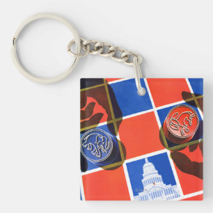 Election Chequerboard Key Ring