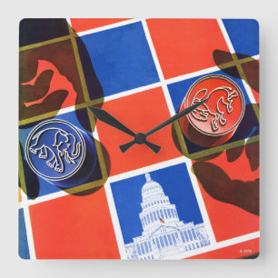 Election Chequerboard Square Wall Clock