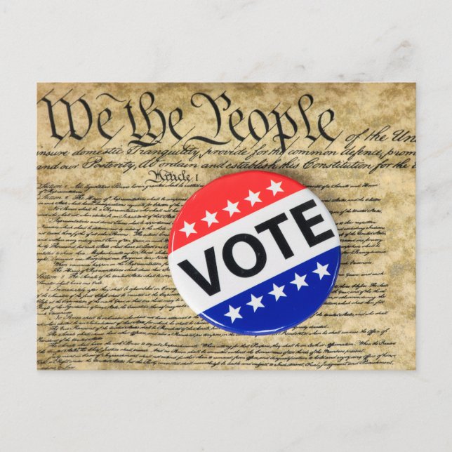 Election Day Vote Button on U.S. Constitution Postcard (Front)