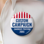 Election Design - Vintage Shield Red White Blue 6 Cm Round Badge<br><div class="desc">This is a vintage design with red and white stripes and blue color block. You can add the candidate name and position. This traditional design works great for a city council campaign or local school board. Are you looking for election materials that you can use for a local election? This...</div>