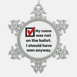 Election Humor 2024 Snowflake Pewter Christmas Ornament
