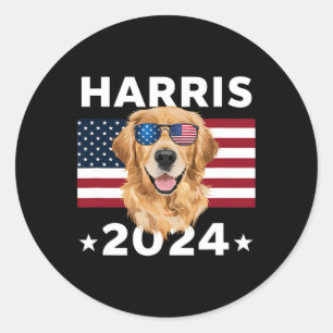 Election Kamala Harris 2024 Golden Retriever Dog U Classic Round Sticker