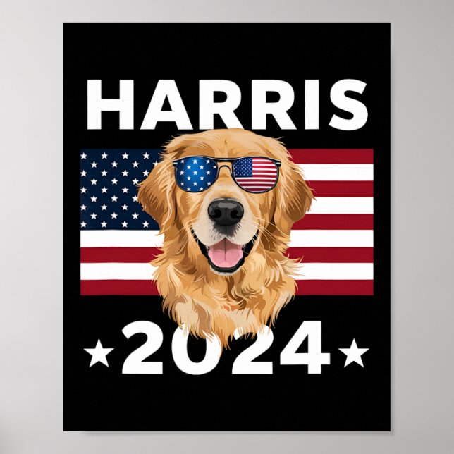Election Kamala Harris 2024 Golden Retriever Dog U Poster (Front)