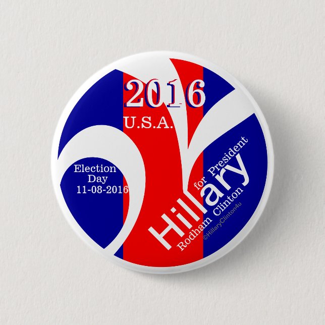 Election Reminder Hillary for President 2016 6 Cm Round Badge (Front)