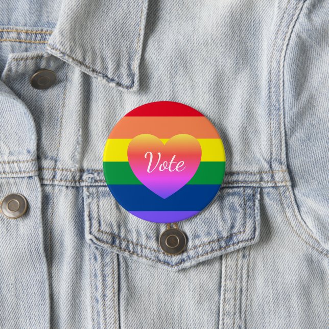 Election Vote Gay Pride Rainbow Flag LGBTQ 7.5 Cm Round Badge (In Situ)