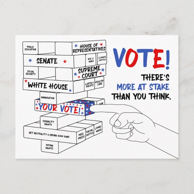 Election Voting Block Tower More at Stake Progress Postcard (Front)