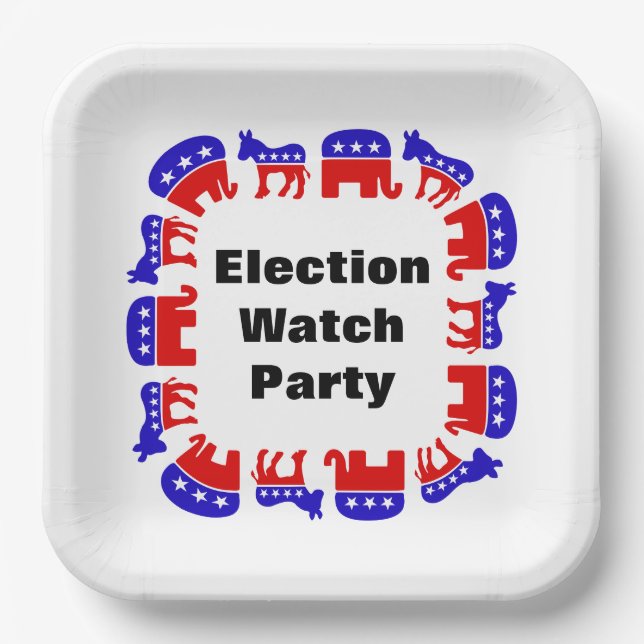 Election Watch Party Paper Plate (Front)