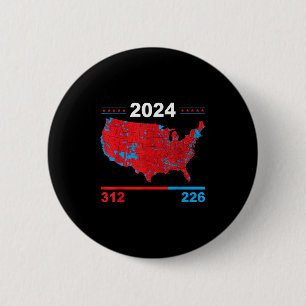 Electoral Map Trump 312 Red 2024 Election Results 6 Cm Round Badge
