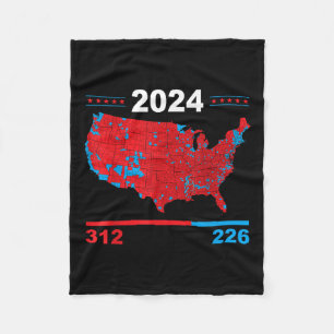 Electoral Map Trump 312 Red 2024 Election Results Fleece Blanket